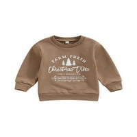 Qinghua Toddler Baby Girl Božićni pulover Pismo & Xmas Tree Ispis dugih rukava Labavi duks na brodovima