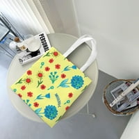 Douzhe torba za višekratnu upotrebu, retro žuti dizajn cvijeća lagana poliesterska platna platna torba