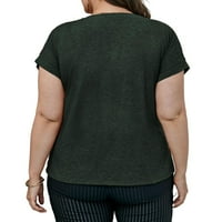 Ženska vojska zelena ravnica V izrez casual majice kratkih rukava plus veličine
