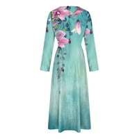 Sparkly haljina za ženske modne modne cvjetne tiske dugih rukava V izrez Flowy maxi haljine na klirensu