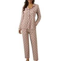 Pajama setovi za ženske tasterne tasterne tasterne tastere Ispis dva duga rukava pidžama pidžama veličine