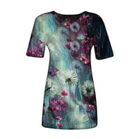 Žene Thirts Casual Dressing s kratkih rukava V rect T majice Plus size Cvjetna majica Ters Trendy Bluuses