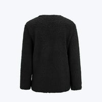 Fuzzy džemper kaputi za žene kabel pletene džemper patchwork vanjski odjeća casual dugih rukava plus