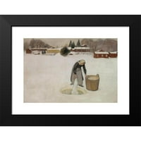 Pekka Halonen Black Modern Framed Museum Art Print pod nazivom - pranje na ledu