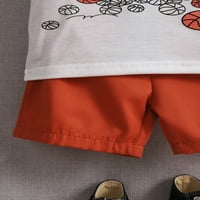 Bear Toddler Boys Outfits 3T Dečak za dečac Ljeto odijelo 4T TODDLER Boy Slam Dunk Print kratkih rukava + šarama za čvrste boje postavljene