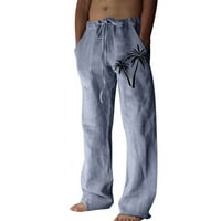 Muški povremeni pamuk i posteljina otisnuta posteljina džepa čipkasti hlače Velike veličine Hlače dječake