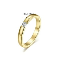 Poliranje prstena Rhinestone Inlaid Titanium čelik Titanijumski vjenčani prsten za zabavu