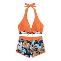 Ženska kupaćim kostima Boyshorts Prodaja ljetne plaže visokog struka Cvjetni patchwork nacrtavanje Halter