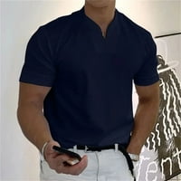 Corashan Muns Ljeto vrhovi Muška povremena puna boja V-izrez Gentleman Poslovna majica kratkih rukava