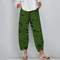 Oalirro pantalone za žene džepna vojska zelene ženske cvjetne print casual pantalone XL