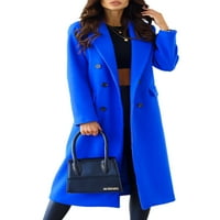 Cindysus Dame Ownewear Okrenite kaput ovratnika obična jakna modna zabava dvostruko grudnjaci plavi