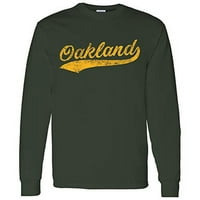 Campus Odjeća Oakland Baseball Script - Rodni grad, majica s dugim rukavima - mala - šuma