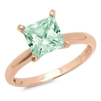 1.0ct princeza rez zeleni simulirani dijamant 14k Gold Gold Gold Gold Angažovanje prstena veličine 9