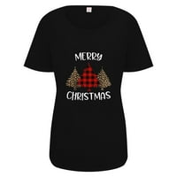 Božićna majica slatki grafički kratki rukovi vrhovi za žene Blackwomen-ove majice crne 3xl 4xL XXL XL