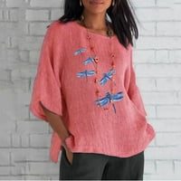Ženska modna ležerna temperamentarna posada labava pamučna konopska konoplja od majica sa sedam točaka