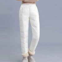 Symoidni ženske casual pantalone - modne casual solidne dame visokog uspona držite tople dame pune dužine hlače bijele m