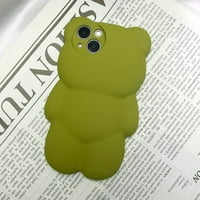 Medvjedi telefon Kompatibilan sa iPhone 11, Slatka futrola od zelenog medvjeda od 3D METCA, mekani smrznuti