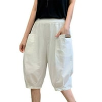 Vedolay kratke hlače za žene Žene udobne crtež casual elastičnih šarke, bijeli 3xl