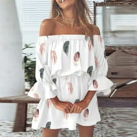 Ljetne haljine za ženske plaže od ramena Tunika Ležerne prilike sa labavim fit zvonikom mini cvjetne