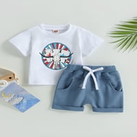 Bagilaanoe 4. srpnja odjeća za dijete za dijete Ispis majica kratkih rukava + kratke hlače 3T Dječji