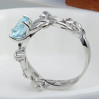 Girls Prsten lišće nakita za Rhinestones Elegantni svijetli sjajni prsten za dnevnu haljinu leguru plavu