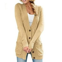 Moderna jakna za žene Qwang Ženski Chunky Knit Otvoreni džemper s dugim rukavima Labavi kratki kampovi