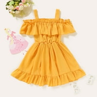 Tking Fashion Summer Toddler Kids Baby Girls Solid Boja Casual Slip Haljina Princess Gold 90