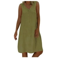 Bazyrey sunčane haljine za žene čvrste haljine ženske obručne haljine bez rukava bez rukava zelena m