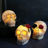 Halloween lobanje glave Dekoracija, rezin lobanja LED skelet Dizajn Ghost Rose Cvijeće Užasne svjetlove