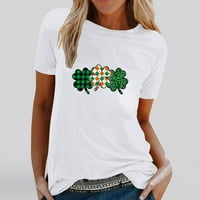 Amidoa Womens St.Patrick's Day Print okrugli vrat Kratki rukav pulover vrhove ljetna odjeća