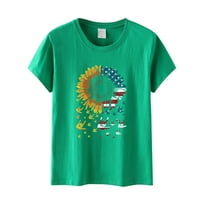 B91XZ vrhovi za žene Ležerne prilike Žene američke neovisnosti Dnevne majice Summer Cute USA zastava