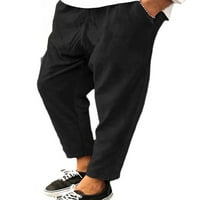 Muškarci Solid Boja Obrezane hlače Ležerne prilike za odmor Ravna ležaljka Loungeweb Yoga hlače Dno Black L