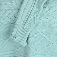 Zunfeo Ženska ležerna džemper - udobni kabel pleteni džemper s dugim rukavima kap za slobodno vrijeme