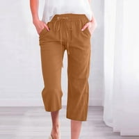 Umfun ženske hlače visokog struka Capris posteljine hlače plus veličine hlače za čišćenje atletskih