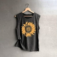 Ženska majica za ispis suncokreta bez rukava Casual Labavi rezervoar Top Soft Udobna gornja napomena