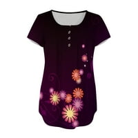 MAFYTYTPR Ženski vrhovi proljeće Ljeto Žene Modni V-izrez cvjetni tiskani tunički vrhovi majica kratkih