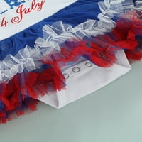 Dojenčad kratki rukav rukav rukav + poklopac nogu + cvjetna traka za kosu, Dan nezavisnosti Zastava