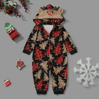 Božićne pidžame za žene s kapuljačom Onceies Xmas Reindeer Print Spavaće odjeće Jedan kombinezon Porodica Pajamas Mjeseci mališana