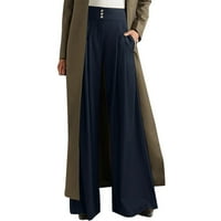 Ženske ležerne hlače sa labavim širokim hlačama visokih struka, pantalone sa punim bojama