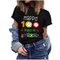 Sretan 100. dan školske ženske majice s više boja majica kratkih rukava grafički tiskani vrhovi za žene,
