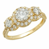 1.79ct okrugli rez bijeli safir 18K žuti zlatni godišnjica Angažman kamena prstena veličine 5,25