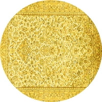 Ahgly Company u zatvorenom okruglom perzijskim žutim tradicionalnim prostirkama područja, 5 'krug