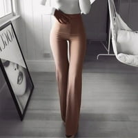 Huaai Capri pantalone za žene Žene Modne čvrste elastičnosti Tajice zvona-dno hlače posteljine hlače