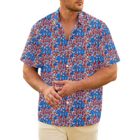 4. jula muška havajska majica USA Nacionalna majica zastava Grafički 3D majica ovratnik plus veličina
