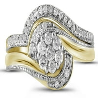 Dame 14k Yellow Gold Geniune Diamond Milgrain Vjenčani zaručnički prsten 0.372ct