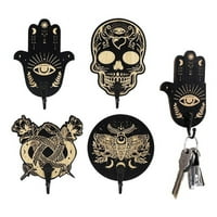 Ckepdyeh drvene zidne kuke - Dekor za zidni Hamsa Hand HOLDER HOLDER SKULL SHOULUAL MONETE KLJUČ