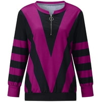 Ženska modna casual patchwork ispisala V-izrez labav majica dugih rukava pulover vrhove