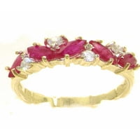 Britanci napravio 9k žuto zlato prirodno rubin i dijamantni ženski prsten - veličine opcija