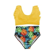 SHPWFBE Žene s kupaćem kostimu Dvije odijelo za žensko kupaće kostim plaža Print Prikaži roditelj Dječji dječji kupaći kostimi Bikini Set Girls 'kupaći kostimi Yellow XXL