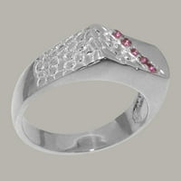 Britanci izrađeni sterling srebrni ružičasti turmalinski prsten mens bend prsten - Opcije veličine -